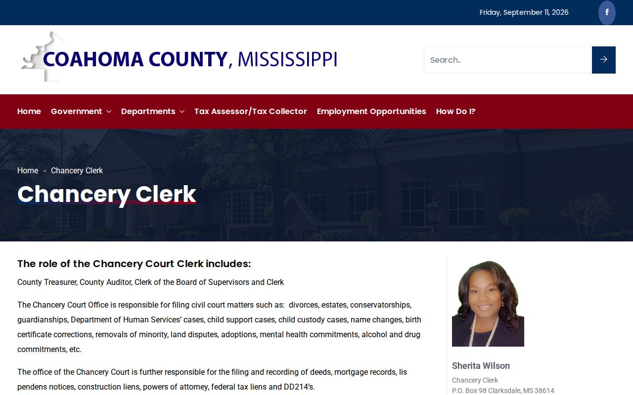 Coahoma County Chancery Clerk page covering family contempt and capias questions